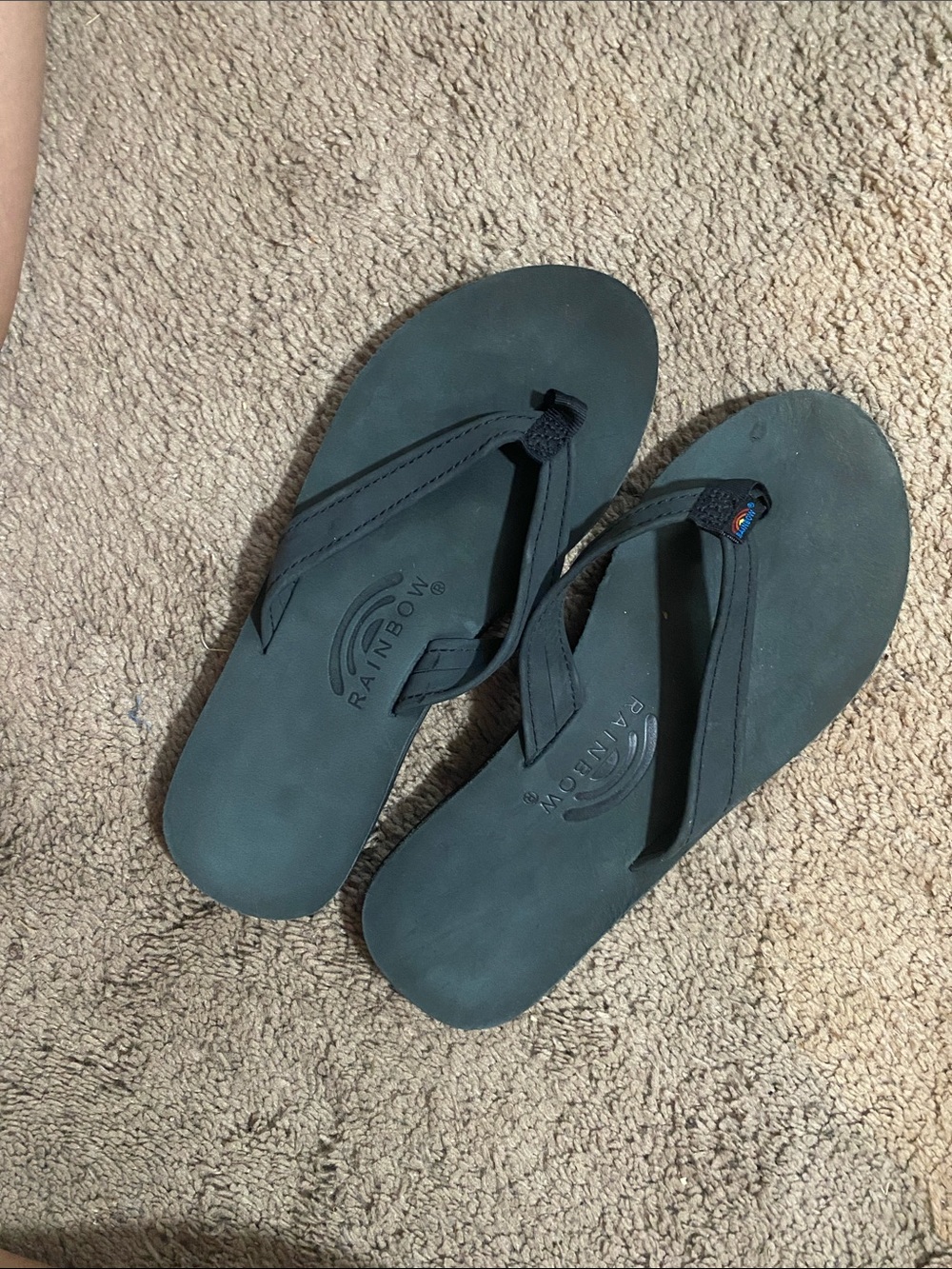 Rainbow Women's Black Nubuck Flip Flop Sandals